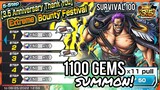 1100 GEMS ZEPHYR SUMMON + Survival 100 Gameplay 3.5 Anniv EX BountyFest | ONE PIECE Bounty Rush OPBR