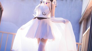 Sexy cosplay girl in white dress