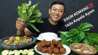 KEPALA AYAM PEDAS MANIS + LALAP JENGKOL MENTAH + SAMBAL TERONG PEDAS + IKAN ASIN + LALAPAN MENTAH