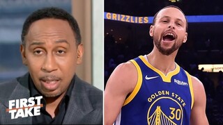 FIRST TAKE | Stephen A. reacts Stephen Curry's block of Ja Morant as Warriors beat Grizzlies 117-116