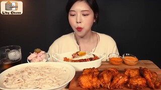 Pasta kem cay Goopne Ớt đỏ Cơm chiên Kimchi giòn ăn một lần Mukbang #amthuc