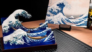🌊 The Great Wave off Kanagawa with resin | Hokusai | not godzilla