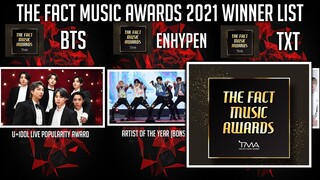 The Fact Music Awards 2021 Full Winner List!