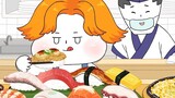 【Hoạt hình foomuk】 Toàn điểm lớn! Sau đó đến một nhà hàng sushi và có một bữa ăn lớn để ăn mừng!