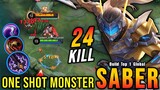 24 Kills!! You Must Try This Build for Saber (AUTOWIN) - Build Top 1 Global Saber ~ MLBB