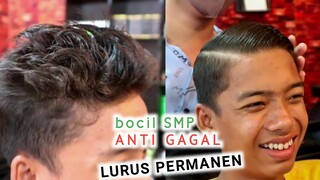 cara meluruskan rambut anti gagal, bocil anak SMP meluruskan rambut