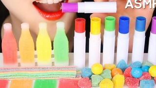 RAINBOW FOOD ASMR ลิปบาล์มที่รับประทานได้ ASMR WAX BOTTLE CANDY ASMR GUMMY ASMR ไม่ต้องพูด