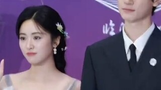 [Shen Yue] và Lin Yi trên thảm đỏ tại Liên hoan truyền hình Hoa mộc lan Thượng Hải, chênh lệch chiều