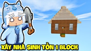 MEOWPEO THỬ THÁCH XÂY NHÀ TRONG SINH TỒN 1 BLOCK SIÊU KHÓ * MINI WORLD XÂY NHÀ 1 BLOCK