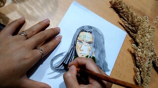 menggambar Neji Hyuga dengan water colour