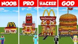 Minecraft TNT MCDONALDS HOUSE BUILD CHALLENGE NOOB vs PRO vs HACKER vs GOD - Animation