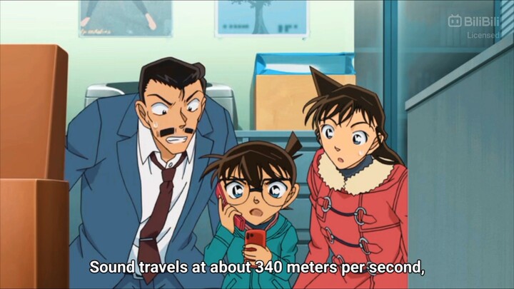 conan revealing his detective skills in front of kogoro and ran