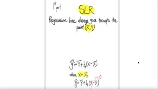 1st/2 parts stat: SLR SLR Regression lline always goes through the point (x̄, ȳ)