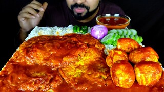 SPICY EGG OMELETTE CURRY, EGG CURRY, EGG GRAVY, SALAD, CHILI | BIG BITES | ASMR MUKBANG| #LiveToEATT