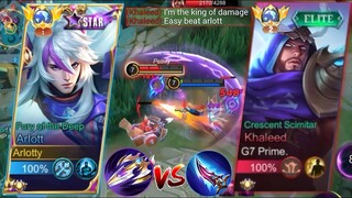 ARLOTT VS KHALEED! | INTENSE BATTLE! (EXP LANE TIPS & TRICK) GLOBAL ARLOTT BEST DAMAGE BUILD - MLBB