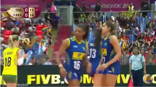 ไทยตบสุดมัน Thailand 24 vs 26 Brazil Set 1 6 กค59