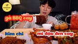 [Mukbang TV] - Korean - Mì đậu đen cay - Gà BBQ cay - Kimchi