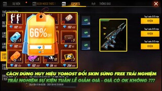 Free Fire| Sự kiện tuần lễ Sale giá rẻ ??? - Huy hiệu yomost dùng làm gì - Cách đổi skin súng Free