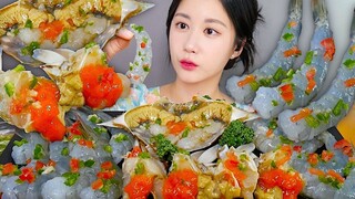 [ONHWA] Udang mentah + suara mengunyah kepiting mentah saus Thailand!💚