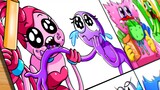 Hướng dẫn vẽ Rainbow Friends kết hợp cùng Delicious và Poppy Playtime 2 | Rainbow Friends Drawing