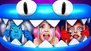 Cyan vs Smurf Cat in Roblox Rainbow Friends Jail! Smurf Cat is Missing!