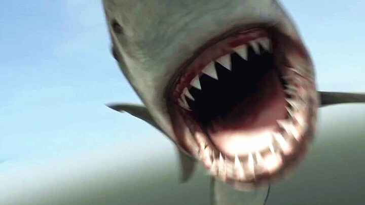 [Howl] A 100-meter-long giant shark fights a prehistoric man-eating crocodile. The American 5-cent s