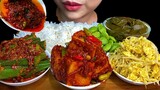 MUKBANG EATING||TOFU TOMATO CURRY, STIR FRIED MUNG BEAN SPROUTS & SPICY LADY FINGER CURRY