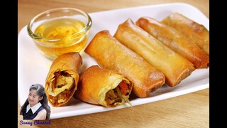 วิธีห่อไส้ปอเปี๊ยะ : How to Wrap and Fry the Spring Roll l Sunny Thai Food