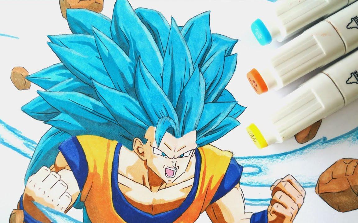 วาด Goku Super Saiyan 3 God Blue - Bilibili