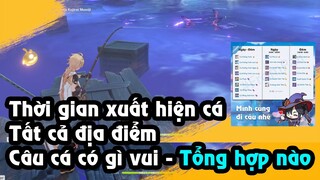 Tổng hợp câu cá, thời gian xuất hiện cá, tất cả địa điểm câu | Genshin impact