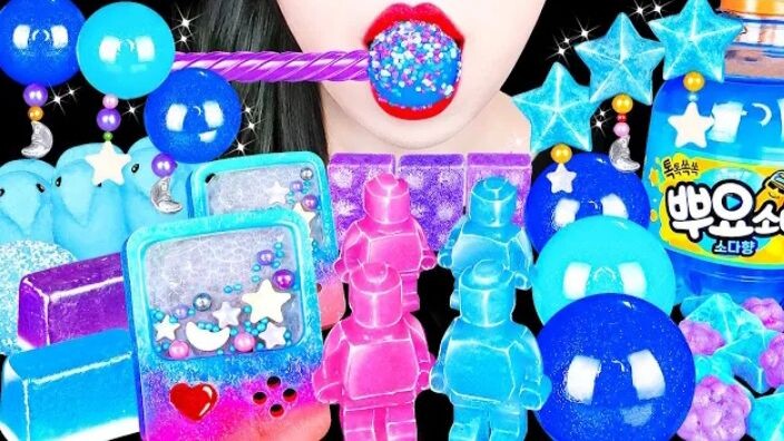 AMSR PINK BLUE LEGO KOHAKUTO, GALAXY CANDY, GAINT JELLY 안녕하세요 제고소타당신의 이름은 무엇입니까? 좋아요와 팔로우 잊지마세요