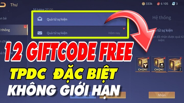 Tổng hợp 12 GIFTCODE FREE toàn sever TPDC nhận ngay quà, rương tướng