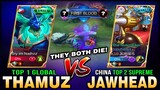 Agreesive Fighter! Top 1 Global Thamuz from Philippines vs. China Top 2 Supreme Jawhead ~ MLBB