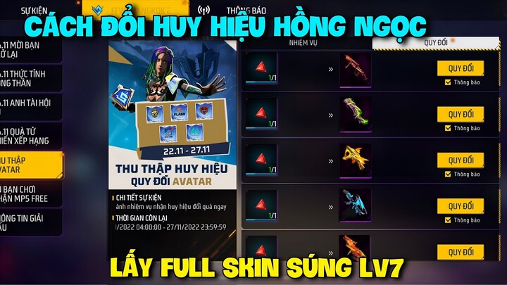 Free Fire | Cách Đổi HH Hồng Ngọc Lấy Full Skin Súng LV7 Miễn Phí Mới Nhất OB37 | Thành Công 100%