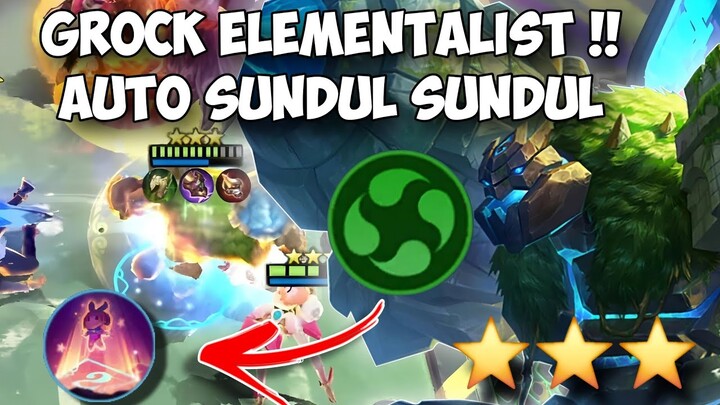 BIKIN MUSUH KENA SUNDUL TERUS !! GROCK ELEMENTALIS BINTANG 3 + ANGELA SKILL 1 !! MAGIC CHESS ML