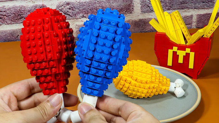 LEGO Fried Chicken RED vs BLUE Food Challenge - ASMR หยุดเคลื่อนไหว