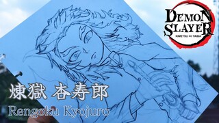 DRAWING - Rengoku Kyojuro | Kimetsu no Yaiba | LINEART