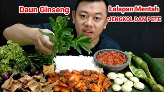 MUKBANG LALAPAN MENTAH JENGKOL MENTAH DAN PETE MENTAH IKAN ASIN SAMBAL TERASI UDANG BALADO #mukbang