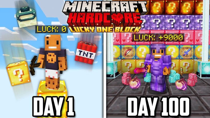 I Survived 100 Days on ONE LUCKY BLOCK in Hardcore Minecraft... Here's What Happened