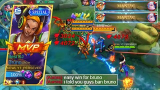 REASON WHY 80% OF ML PLAYERS HATE MY BRUNO!! (2x MANIAC) BRUNO BEST BUILD AND EMBLEM SET 2022 - MLBB