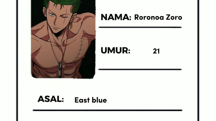 id card Roronoa Zoro