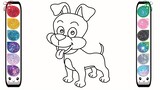 Vẽ và tô màu chú chó dễ thương | Anjing Halaman Mewarnai | Sun Kids