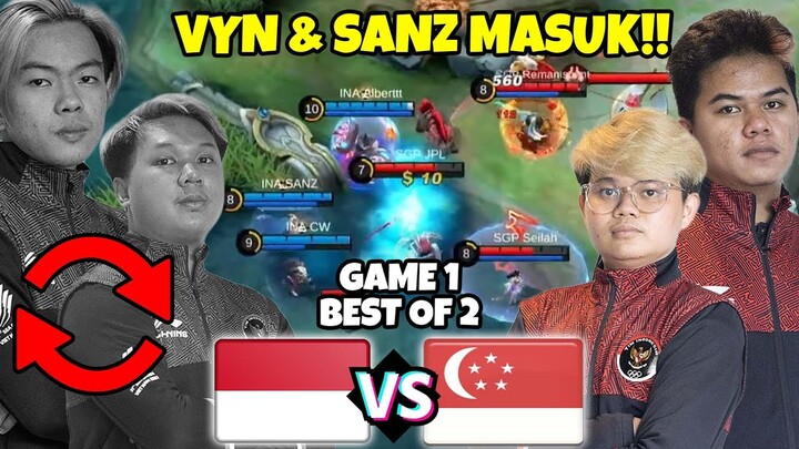 PERTUKARAN PEMAIN SANZ , VYN MASUK!! DUET SANZ & ALBERT!! VYN DI KASI FRANCO??? INA VS SGP MATCH 1