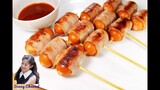 ไส้กรอกพันเบคอน : Sausage Wrapped in Bacon l Sunny Thai Food