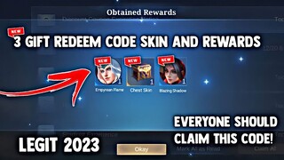 NEW! HOW TO GET 3 GIFT REDEEM CODE SKIN AND CHEST REWARDS! LEGIT! (CLAIM NOW!) | MOBILE LEGENDS 2023