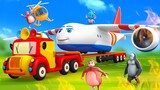 Monkey Gorilla Super Plane Rescue on Big Truck | Airplane Crash Funny Animals 3D Cartoons in Forest