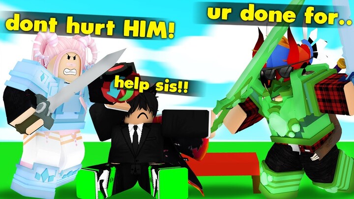 I Made A Kid MAD, So His Sister JOINED... (ROBLOX BEDWARS)