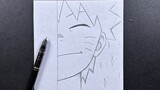 Easy anime sketch | how to draw naruto kid half face step-by-step