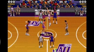 Tecmo Super NBA Basketball (SNES) Pistons vs Jazz, Regular Season. John SNES Lite emulator.