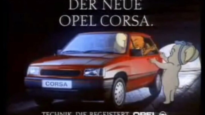 复古汽车广告欣赏 1987 Tom Jerry主演 欧宝 OPEL corsa